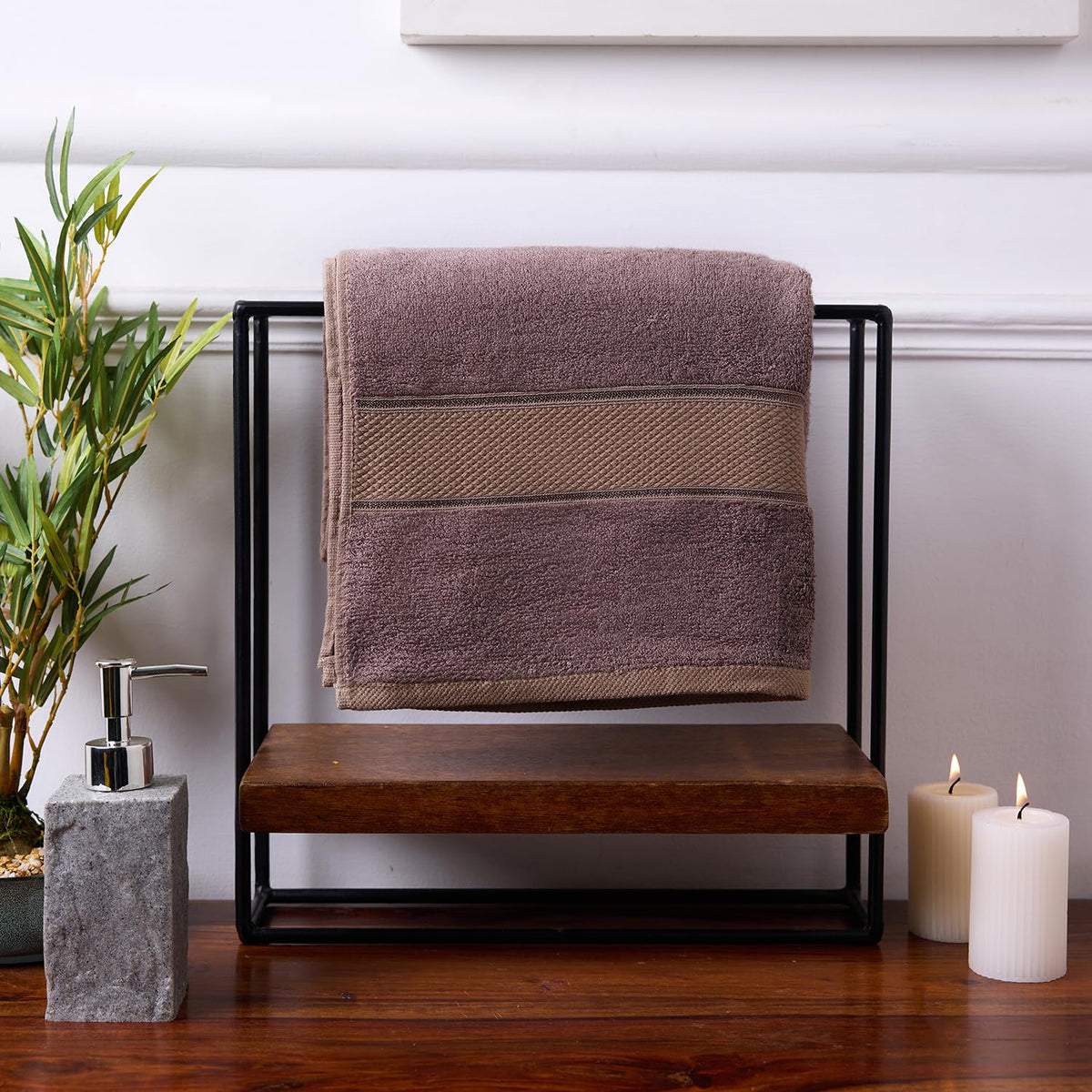 BAMBOO SOUL bamboo bath towel — Dark Beige
