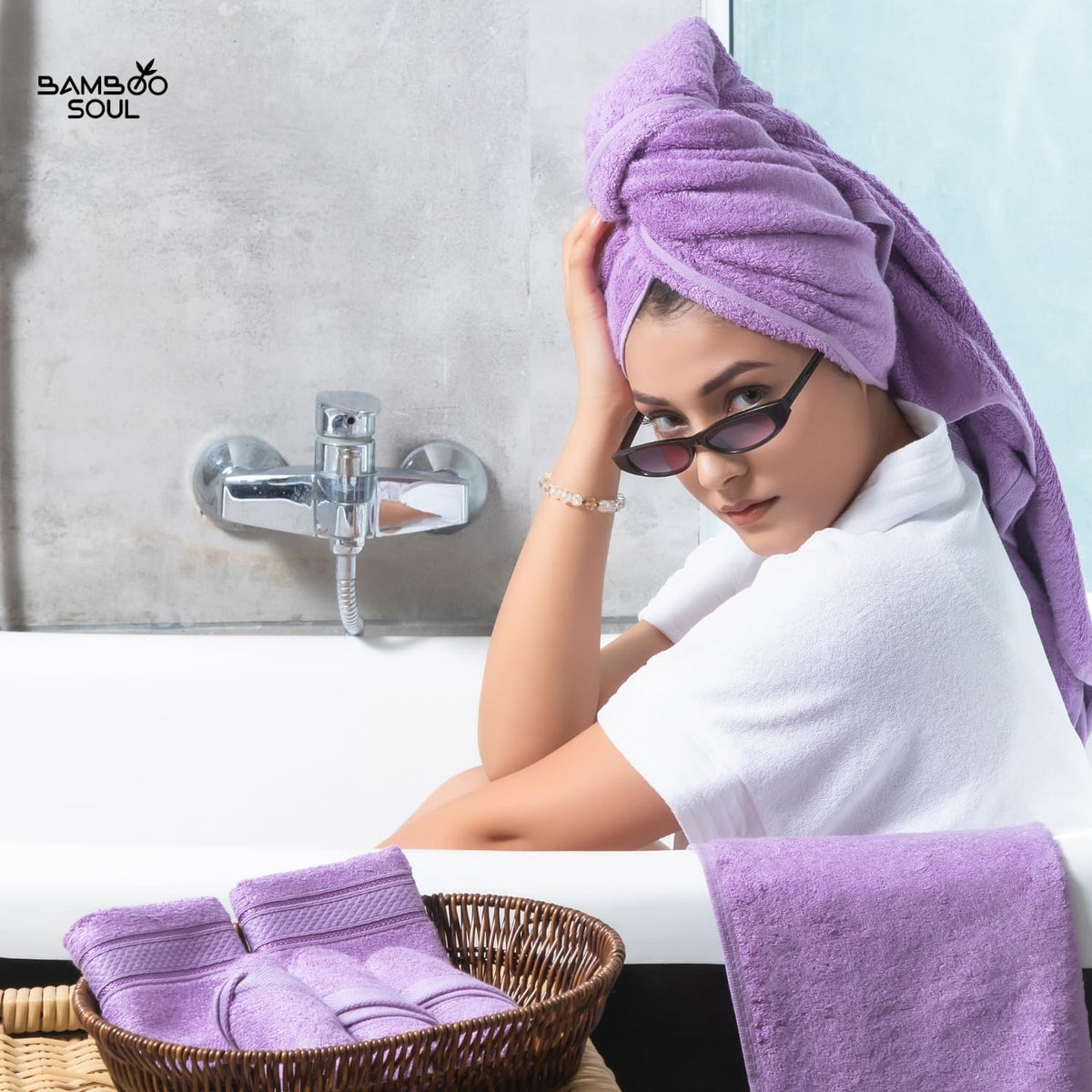 BAMBOO SOUL bamboo bath towel Purple detail 2