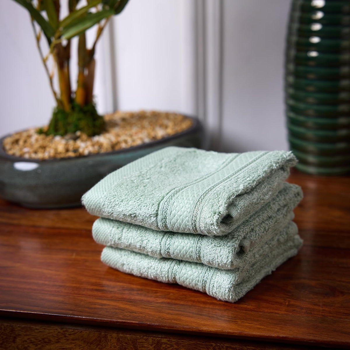 BAMBOO SOUL bamboo face towel — Mint Green