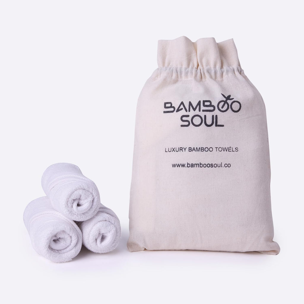 BAMBOO SOUL bamboo face towel White detail 4