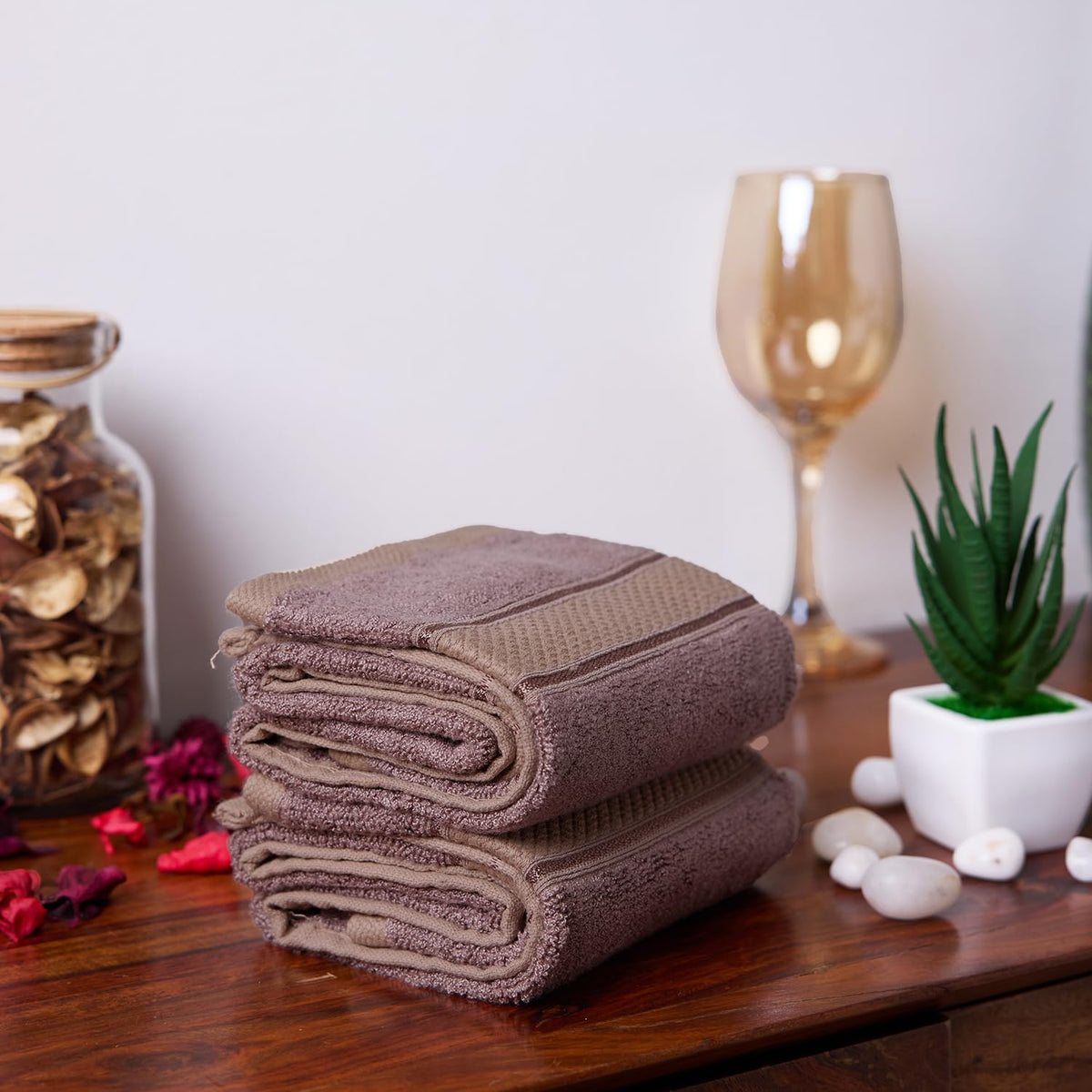 BAMBOO SOUL bamboo hand towel — Dark Beige
