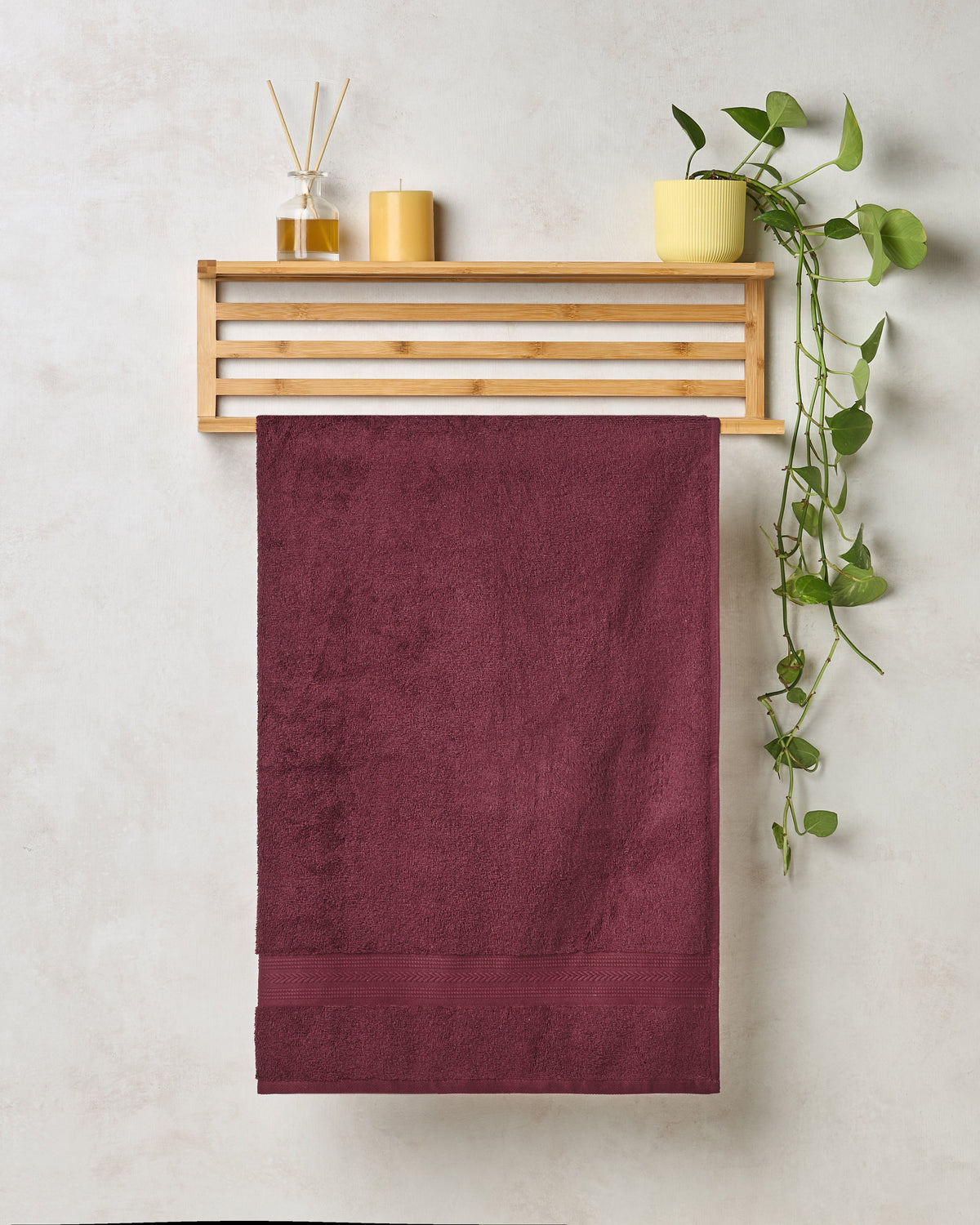 BAMBOO SOUL — Quickdry Cotton — Bath Towel — 500 GSM — Wine Red