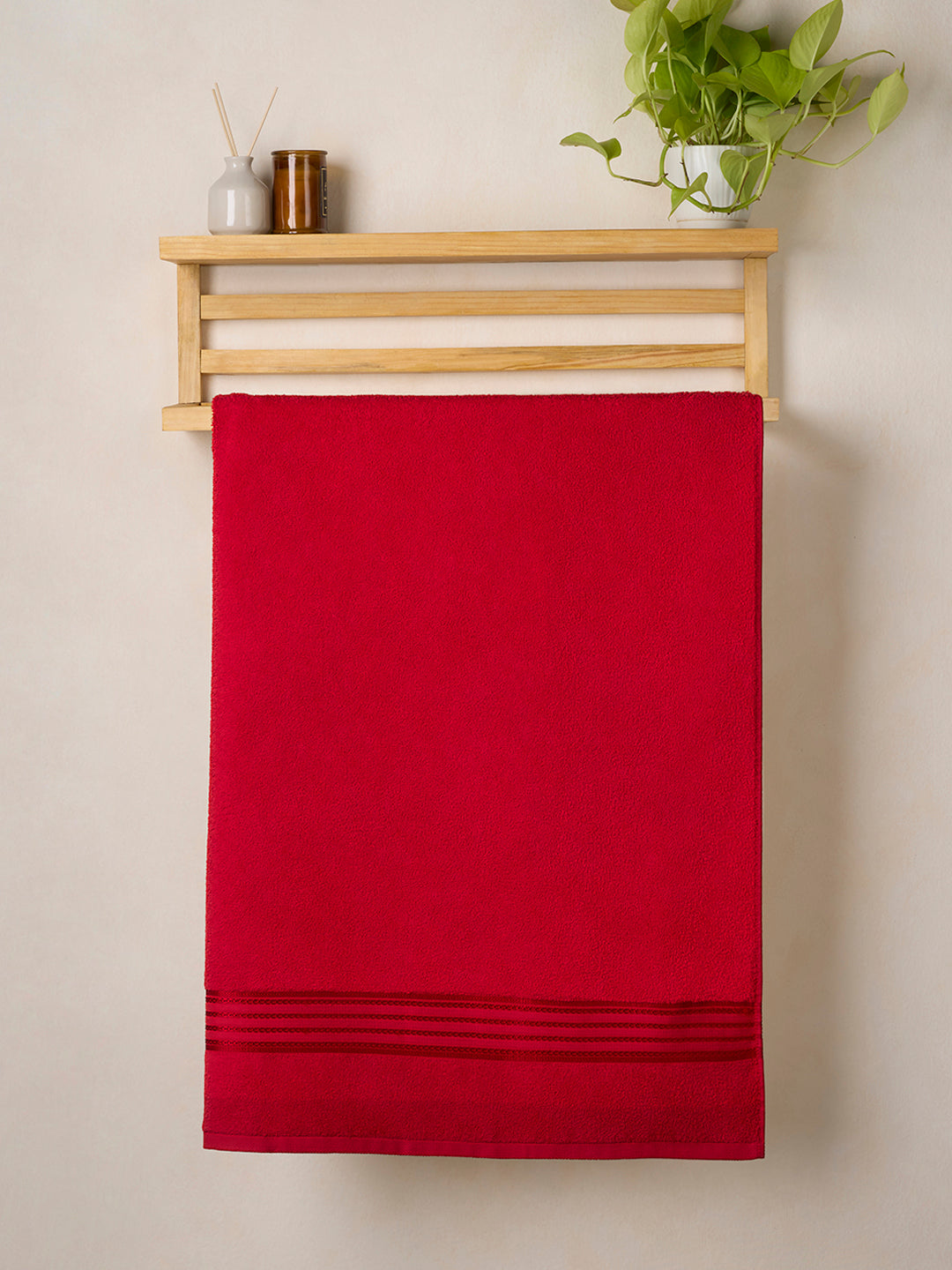 BAMBOO SOUL — Classic Cotton — Bath Towel — 380 GSM — Spanish Red