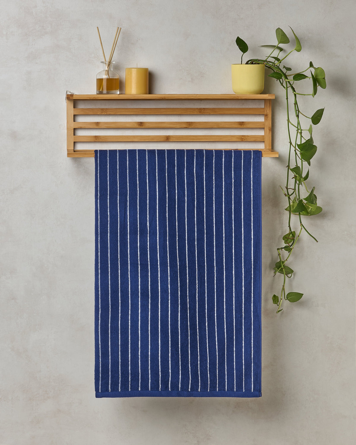 BAMBOO SOUL — Elite Pin Stripe — Bath Towel — 350 GSM — Twilight Blue
