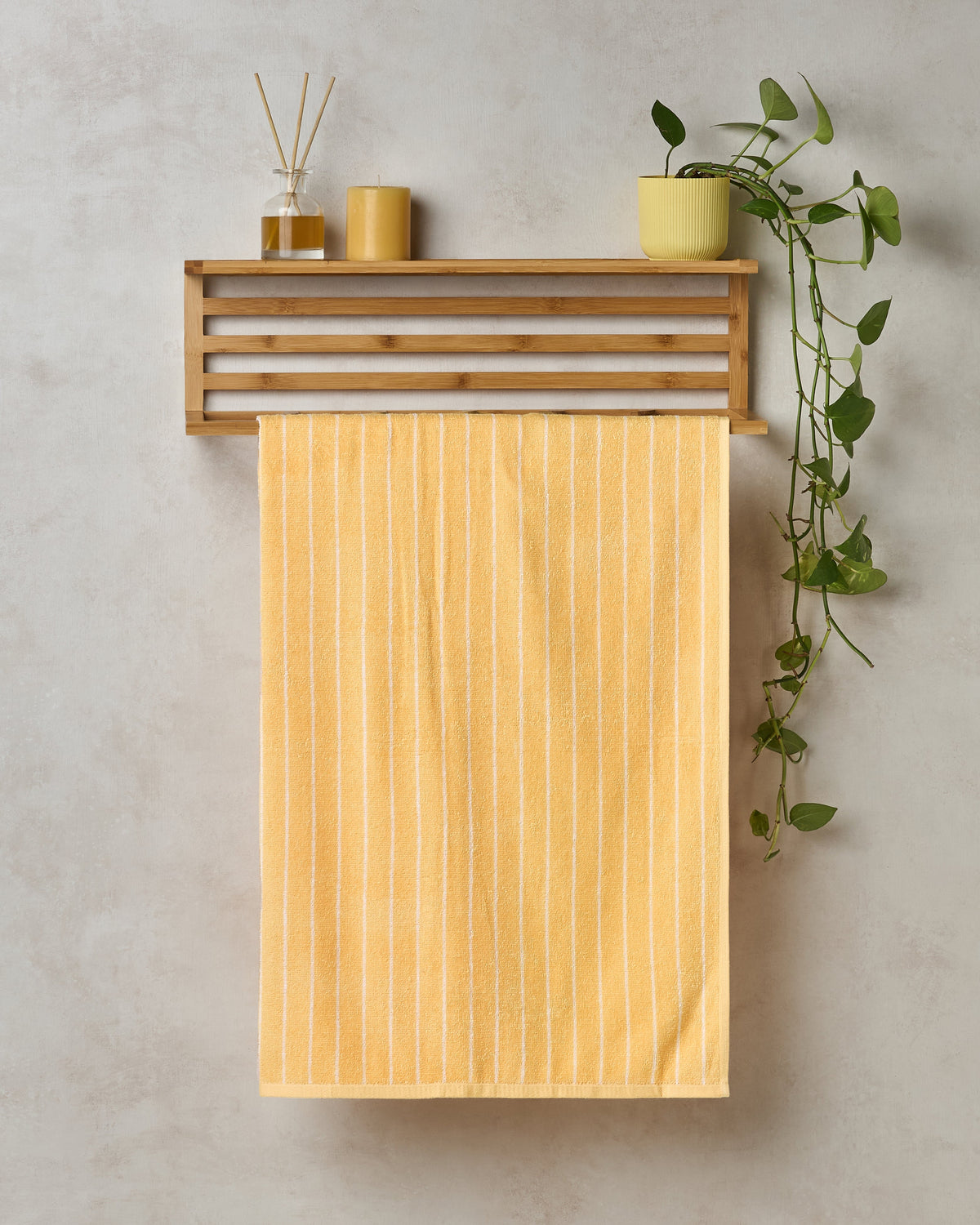 BAMBOO SOUL — Elite Pin Stripe — Bath Towel — 350 GSM — Gold Cream