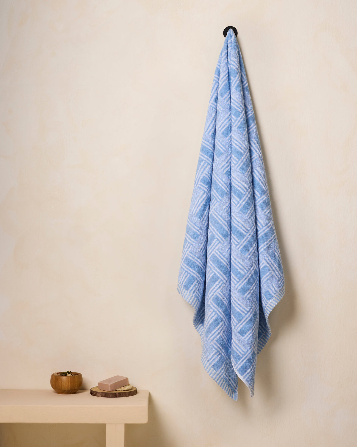 BAMBOO SOUL — Fashion Greek Grace 500 GSM Bath Towel — Angle Blue
