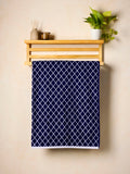 BAMBOO SOUL — Fashion Lattice Bath Towel — Navy Blue